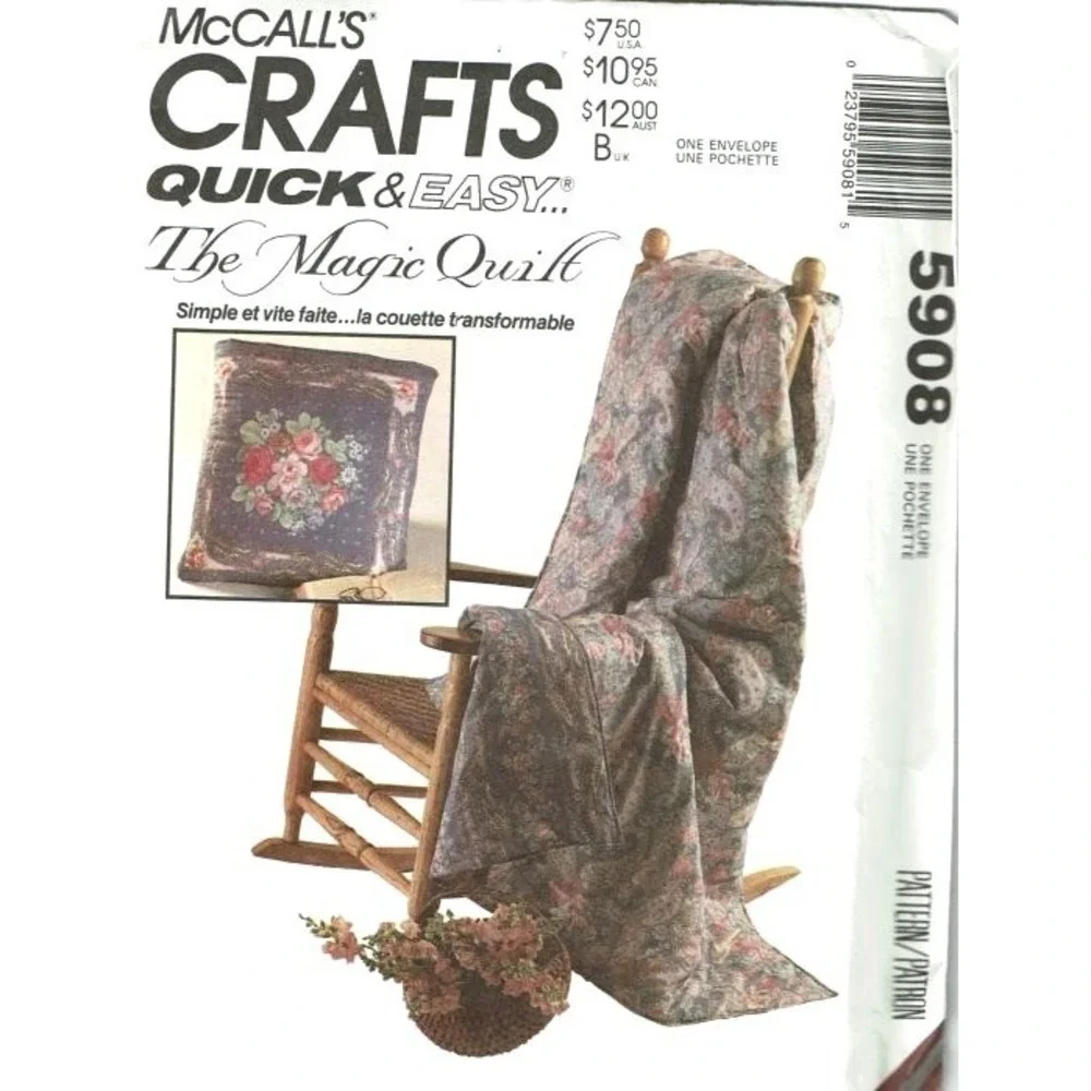 McCalls Sewing Pattern 5908 Magic Quilt Turns into Tote Bag